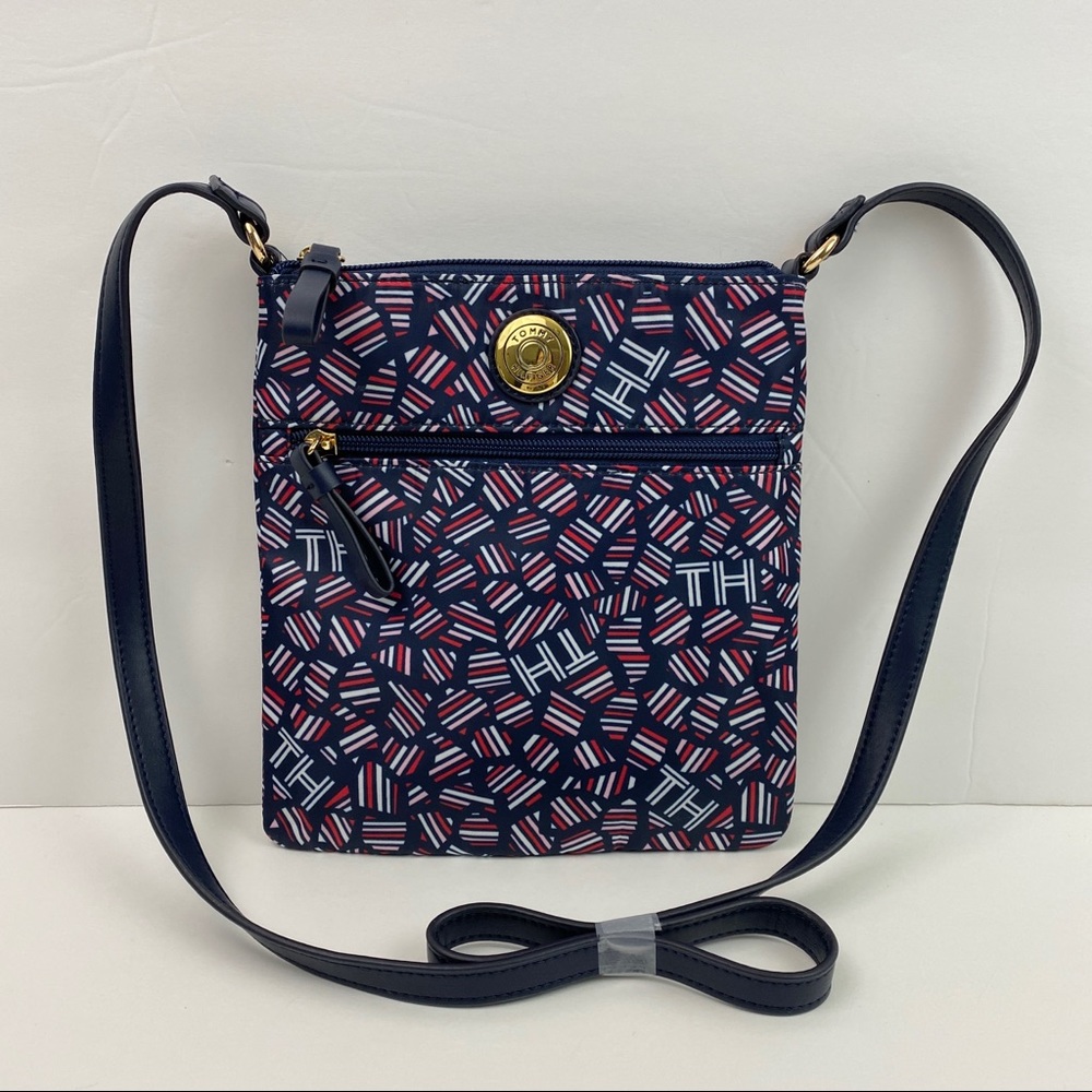 Tommy Hilfiger Red Blue multi nylon crossbody bag